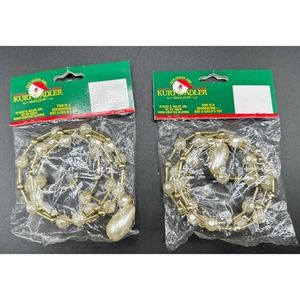 KURT S ADLER Gold & White Beaded Icicle Christmas ORNAMENT Santa's World 5J New!